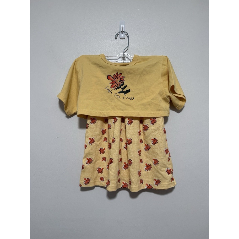 Millk x Simple Folk NWT Yellow Floral Outfit Top and Skirt Hemp Organic Cotton 3